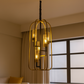 HDC Modern Gold & Black 6-Light Cage Chandelier with Glass Shades For Bedrooms, Hallways & Living Rooms