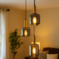HDC Modern Smokey Glass Hanging Pendant Chandelier Light For Kitchen Living Room Bedroom Set of 3