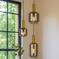 HDC Modern Smokey Glass Hanging Pendant Chandelier Light For Kitchen Living Room Bedroom Set of 3