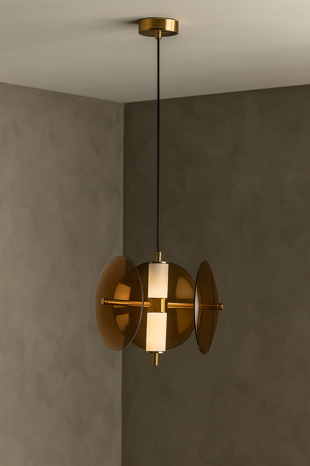 HDC Led 1 Light Tube Amber Glass Pendant Ceiling Lamp Light Fixture - Tricolor