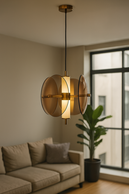 HDC Led 1 Light Tube Amber Glass Pendant Ceiling Lamp Light Fixture - Tricolor