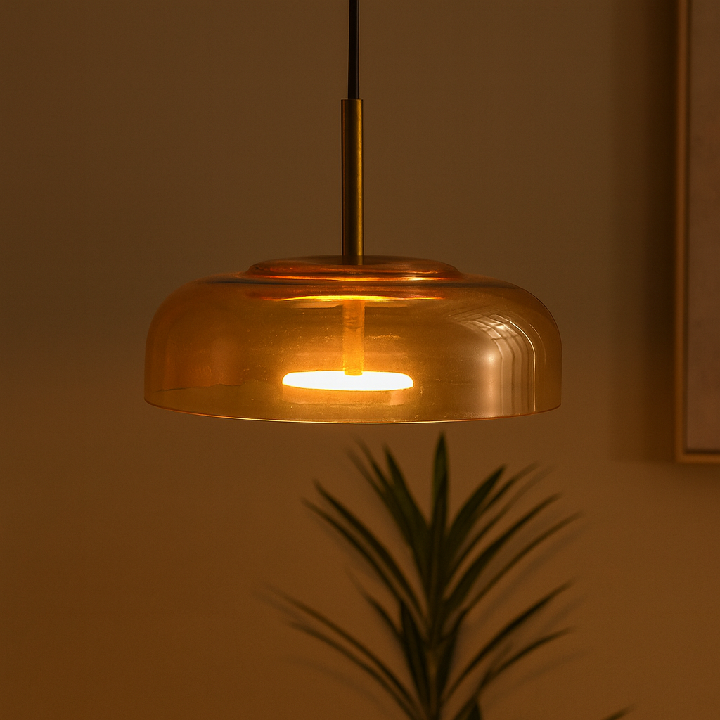 HDC Smoke Glass Light Fixture LED Ceiling Pendant Lamp