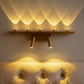HDC 11W Modern Gold Linear LED Wall Light with Dual Adjustable Spot Heads for Living Room, Bedroom & Hallway