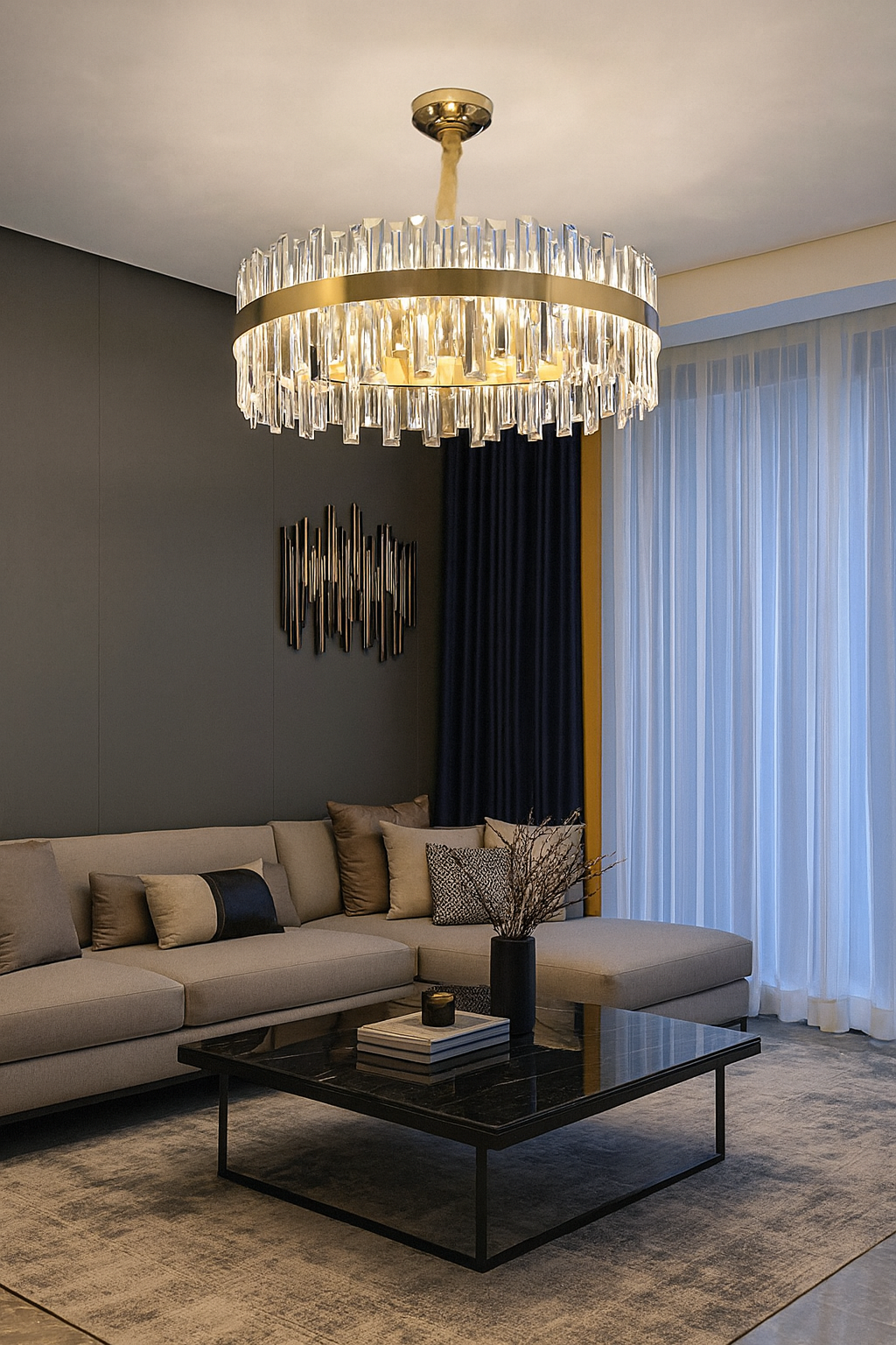 Hdc 550/750mm Drum Shape Crystal Chandelier Pendant Lights