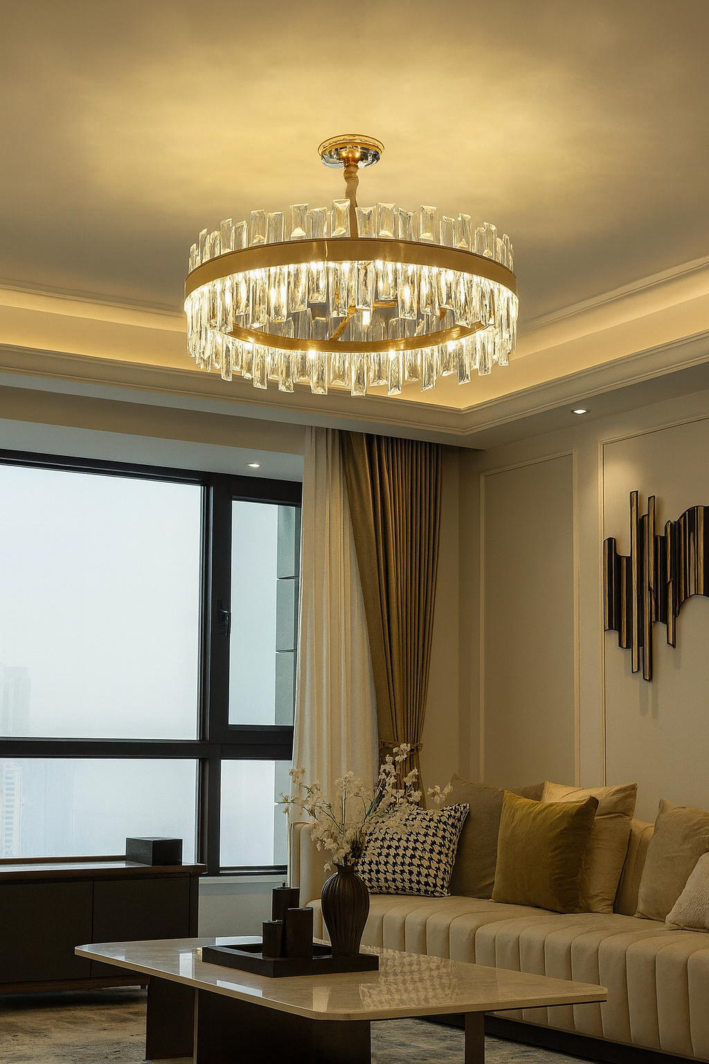 Hdc 550/750mm Drum Shape Crystal Chandelier Pendant Lights