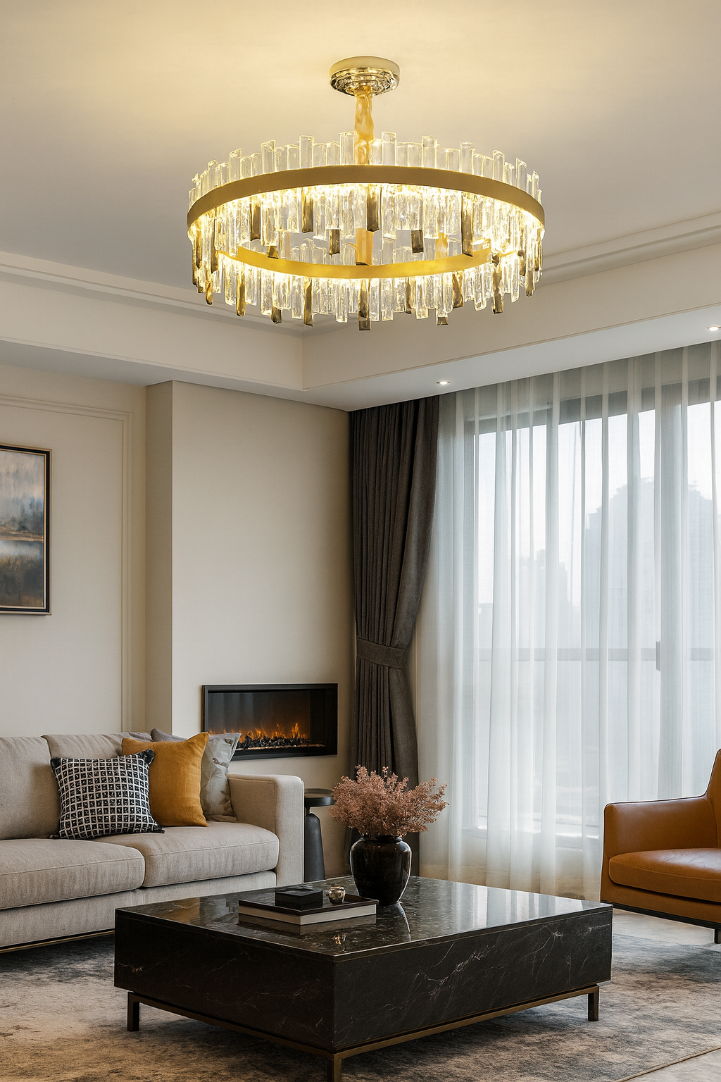 Hdc 550/750mm Drum Shape Crystal Chandelier Pendant Lights