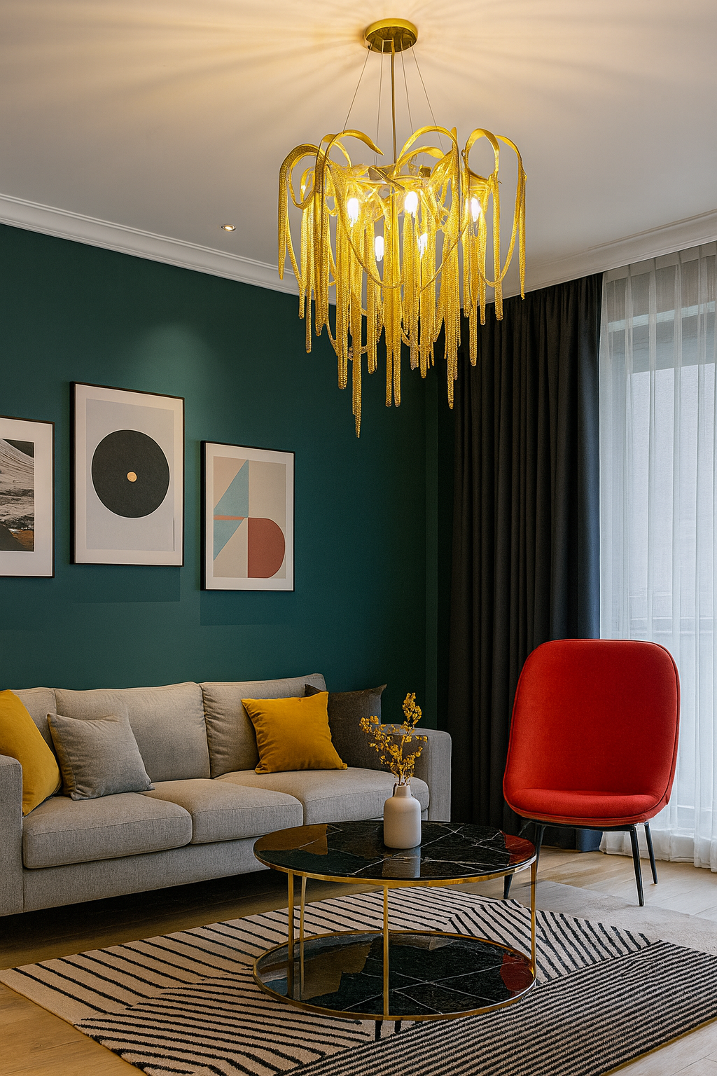 Hdc 600/800mm Light luxury modern chain tassel living room dining room chandelier villa lamps