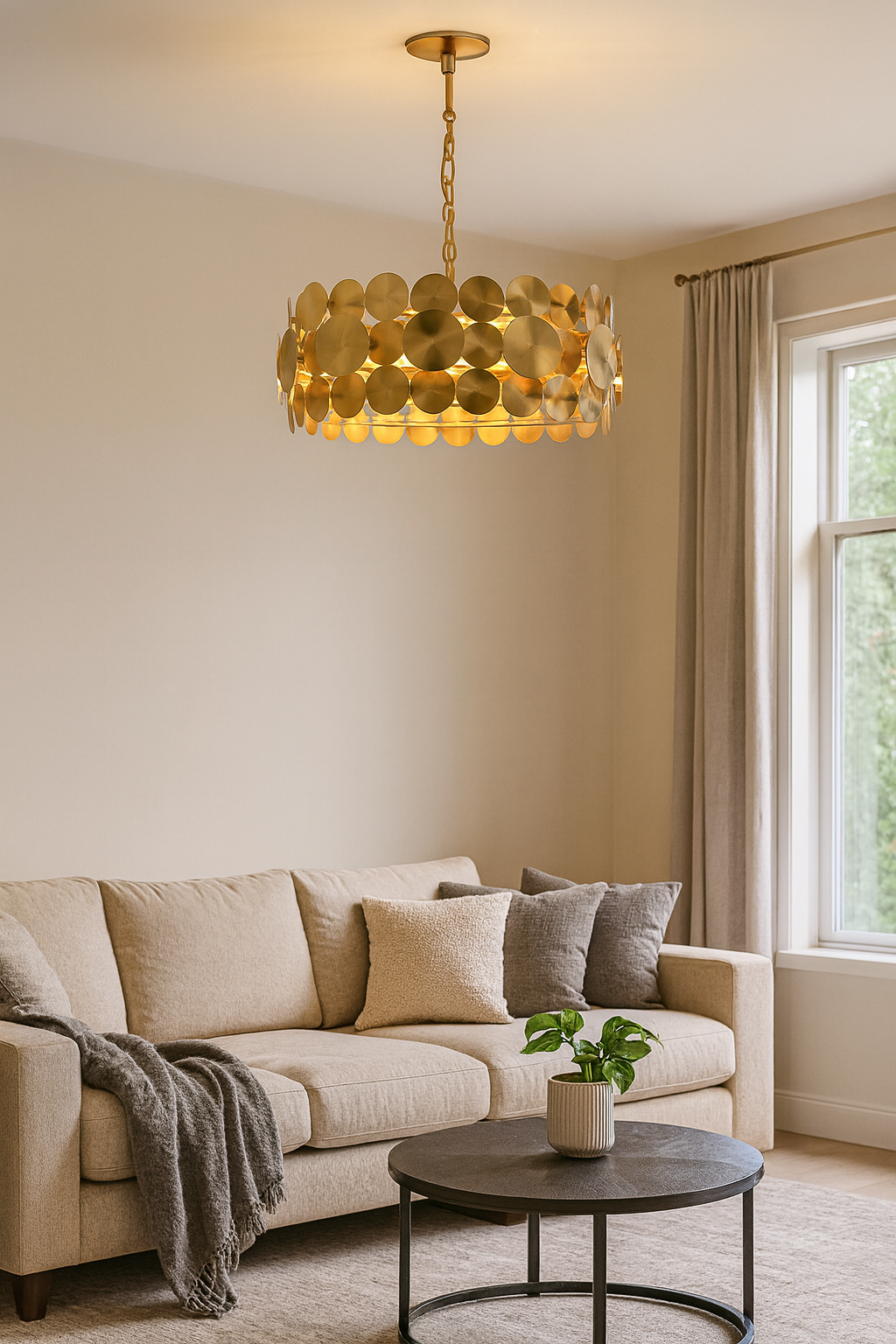 Hdc 400/600mm Golden Circular Plates Modern Chandelier For living Room