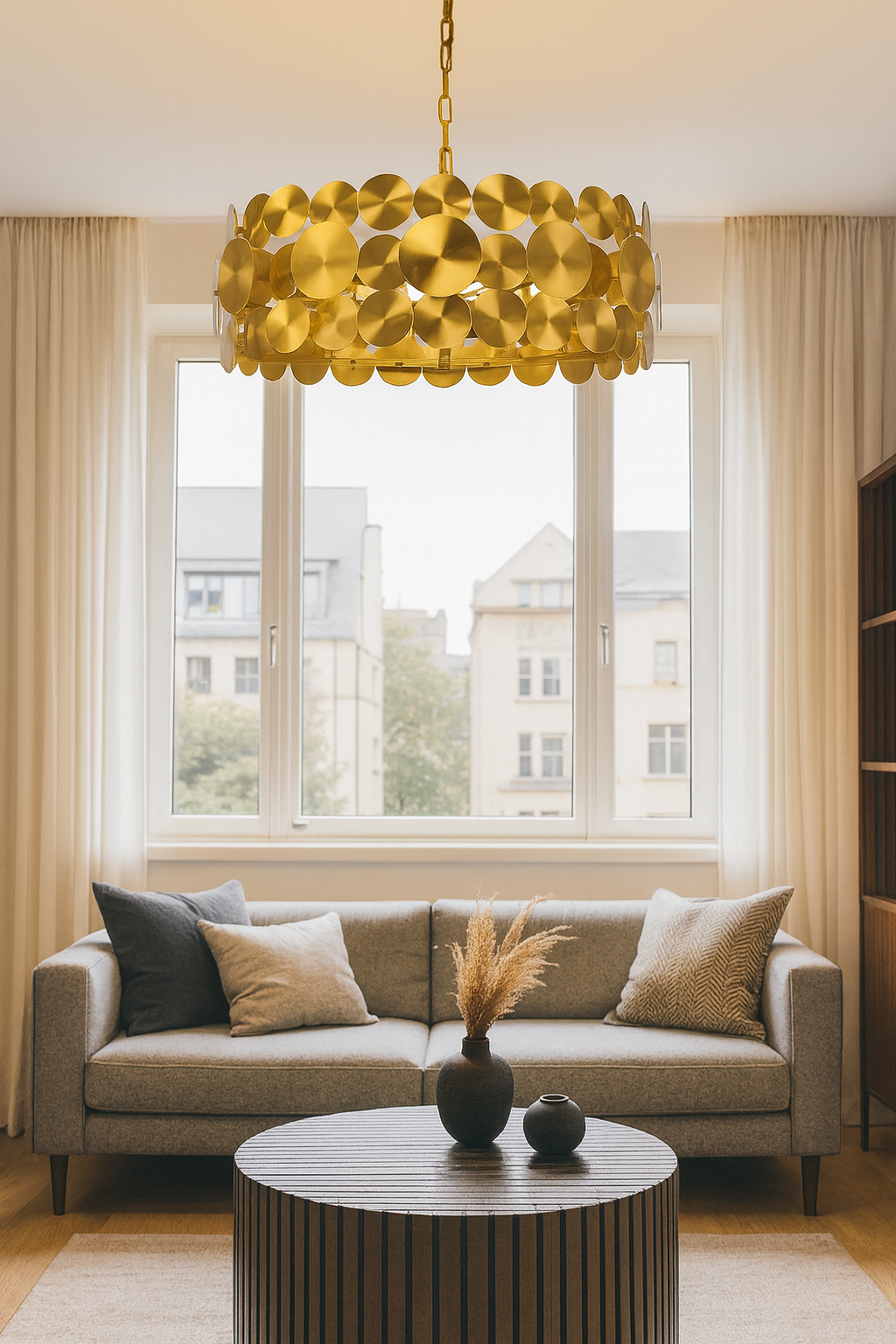 Hdc 400/600mm Golden Circular Plates Modern Chandelier For living Room