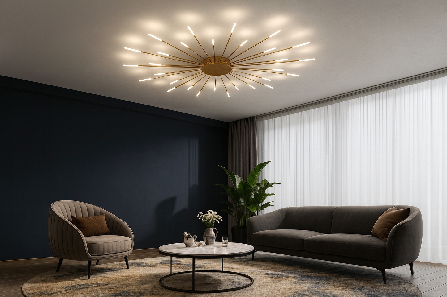 HDC 28 Lights Gold Body Acrylic Led Chandelier Ring For Living Room Lamp - Warm White