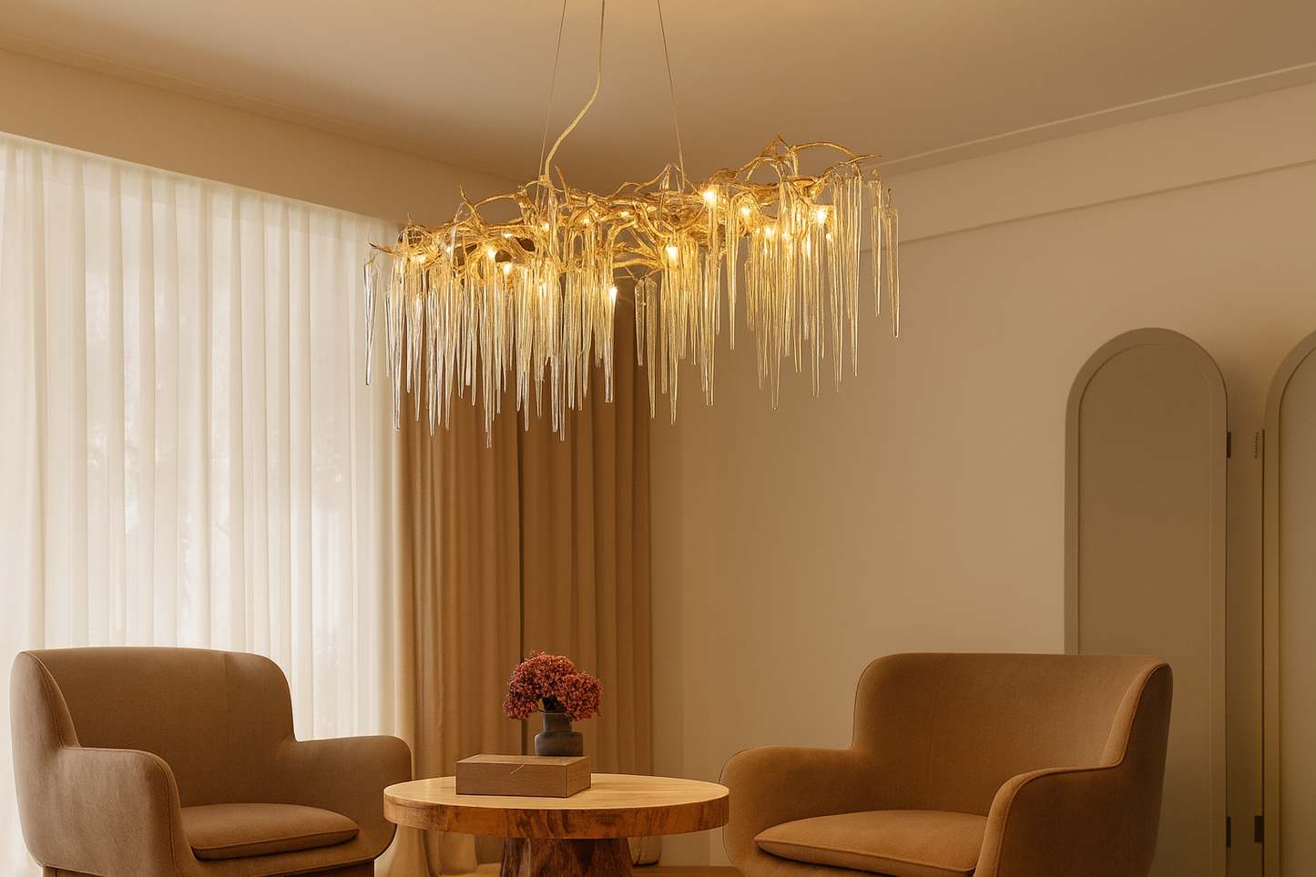 HDC 1200MM Modern French Creative All-Copper Branch Crystal Chandelier Light European Style Luxury Villa Restaurant Bedroom Decorative Lamp