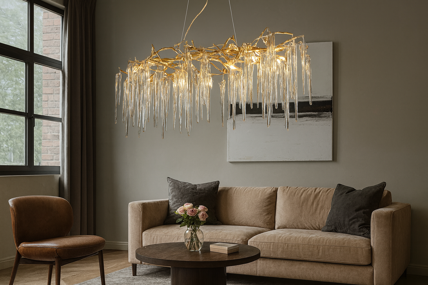 HDC 1200MM Modern French Creative All-Copper Branch Crystal Chandelier Light European Style Luxury Villa Restaurant Bedroom Decorative Lamp