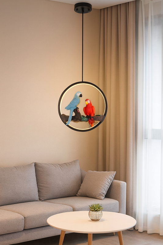 HDC Designer Parrot Ring Pendant Light with Warm LED for Living Room & Kids Room