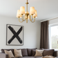 HDC 5 Lights Classic Fabric Shade Chandelier in Gold Finish For Living Room