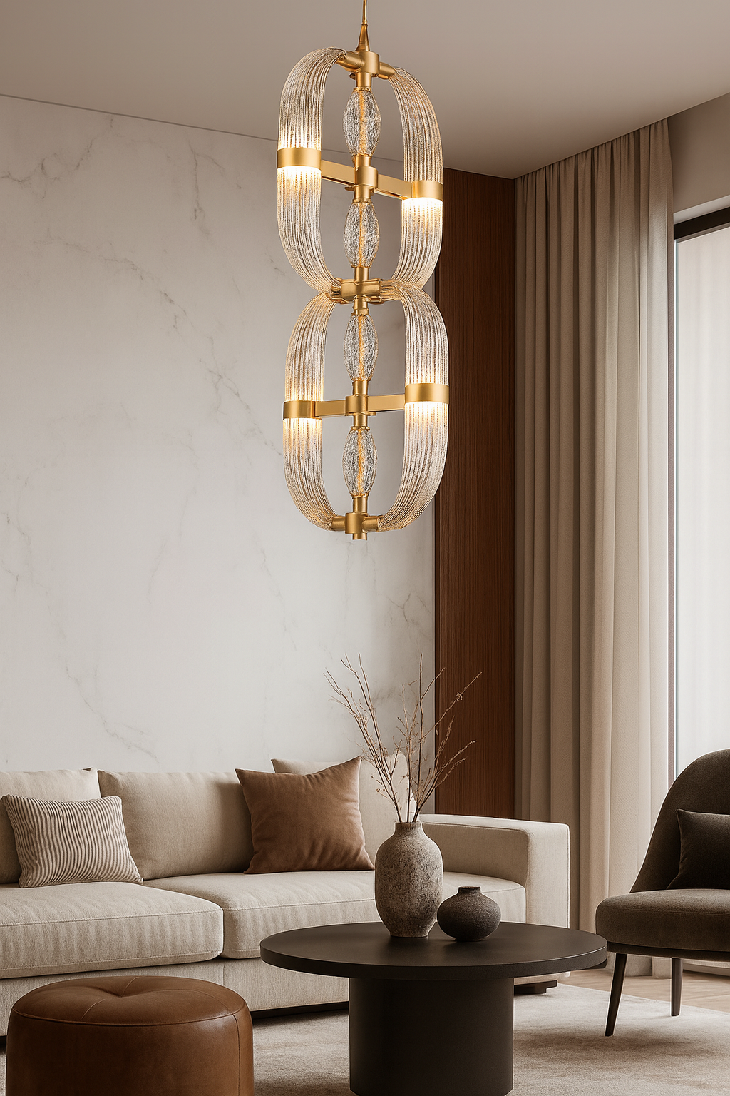 Hdc 3 Layers Clear Blown Glass Chandelier