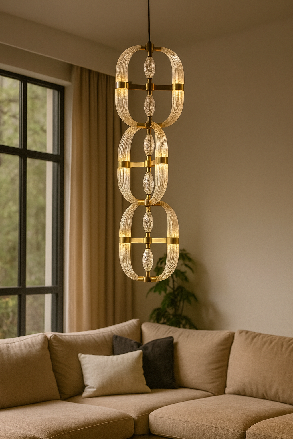 Hdc 3 Layers Clear Blown Glass Chandelier