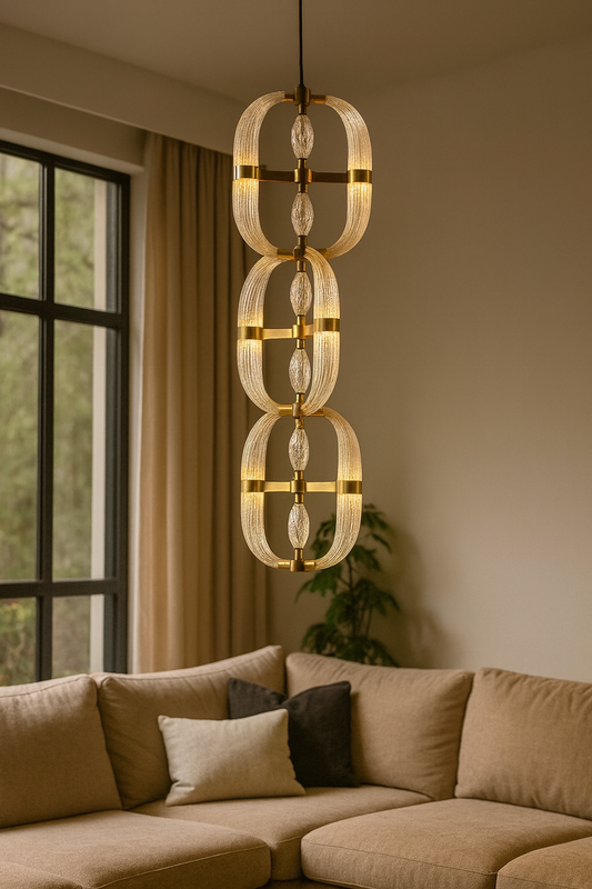 Hdc 3 Layers Clear Blown Glass Chandelier