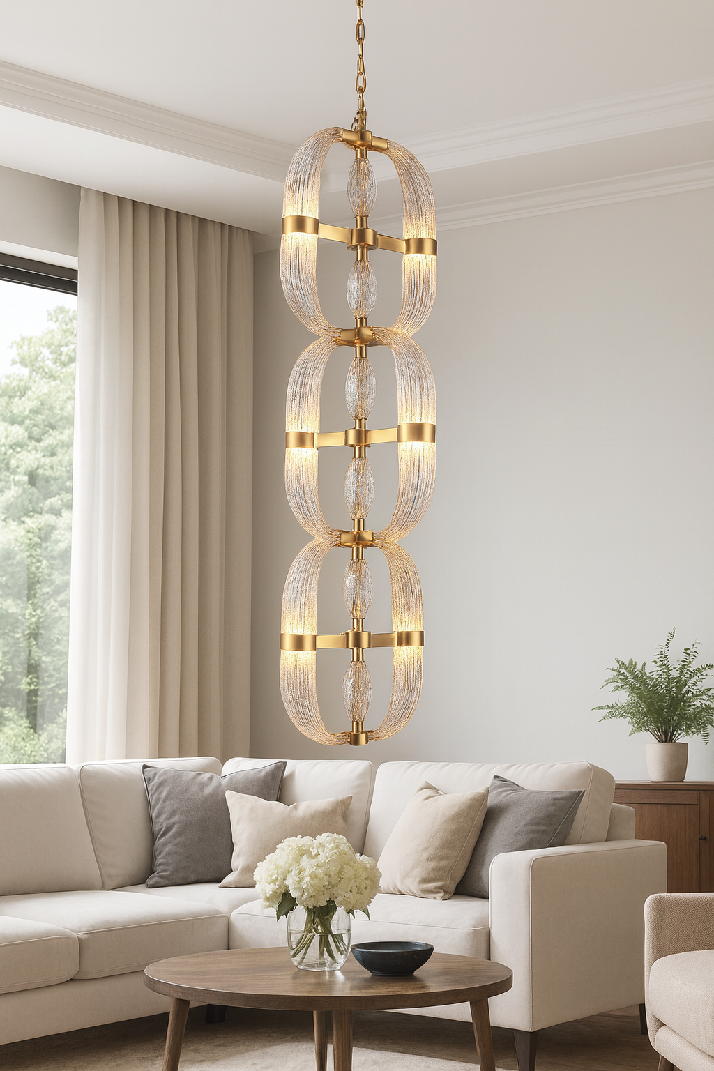 Hdc 3 Layers Clear Blown Glass Chandelier