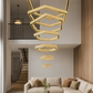 HDC Luxury 8 Rings Hexagonal Crystal Chandelier for Double Height Space, Staircase