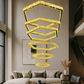 HDC Luxury 8 Rings Hexagonal Crystal Chandelier for Double Height Space, Staircase