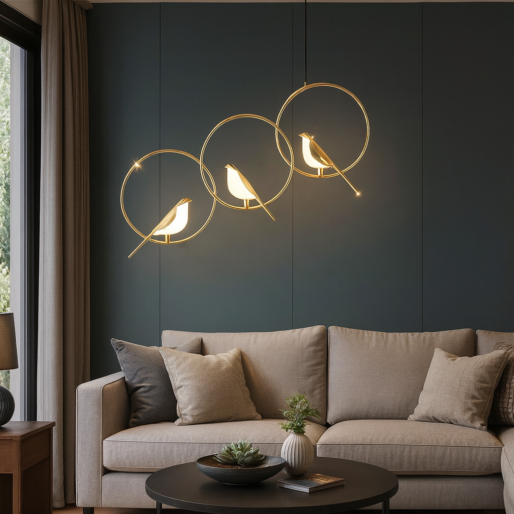 HDC 3-Light Artistic Bird Design Modern LED Chandelier For Dining, Living Room