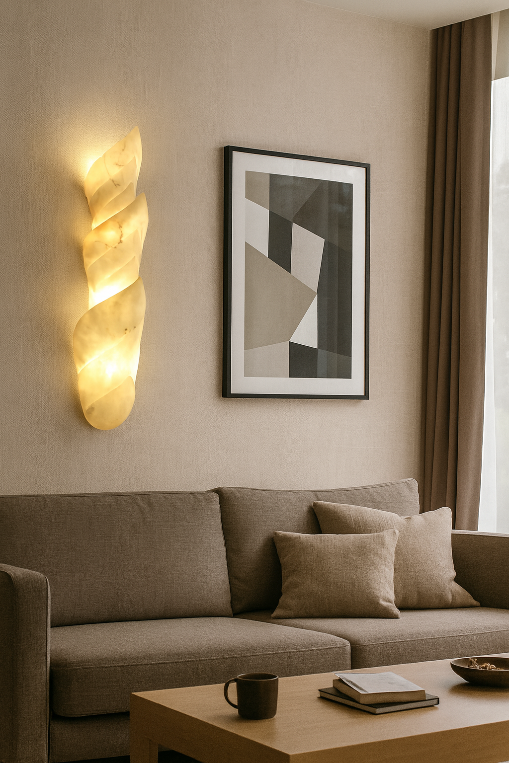 HDC 900mm Imitated Marble Sculpted Stone Finish Decorative Wall Sconce for Living Room, Lobby