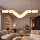 HDC 1200mm Modern Wave Imitated Marble Pendant Light Luxury Alabaster Ceiling Chandelier with Brass Finish Designer LED Hanging Light for Living Room, Dining Area & Bedroom