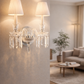 HDC Modern Crystal 2 Arms Wall Sconces Home Bedroom Wall Lamp Crystal Sconce