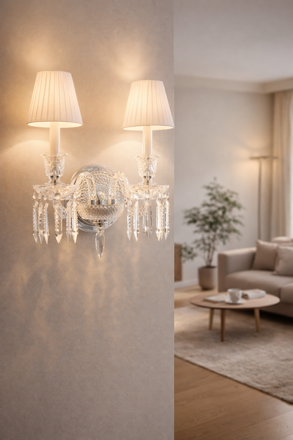 HDC Modern Crystal 2 Arms Wall Sconces Home Bedroom Wall Lamp Crystal Sconce