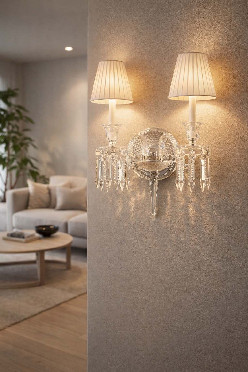 HDC Modern Crystal 2 Arms Wall Sconces Home Bedroom Wall Lamp Crystal Sconce