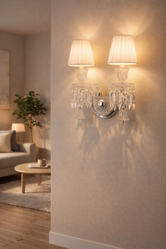 HDC Modern Crystal 2 Arms Wall Sconces Home Bedroom Wall Lamp Crystal Sconce