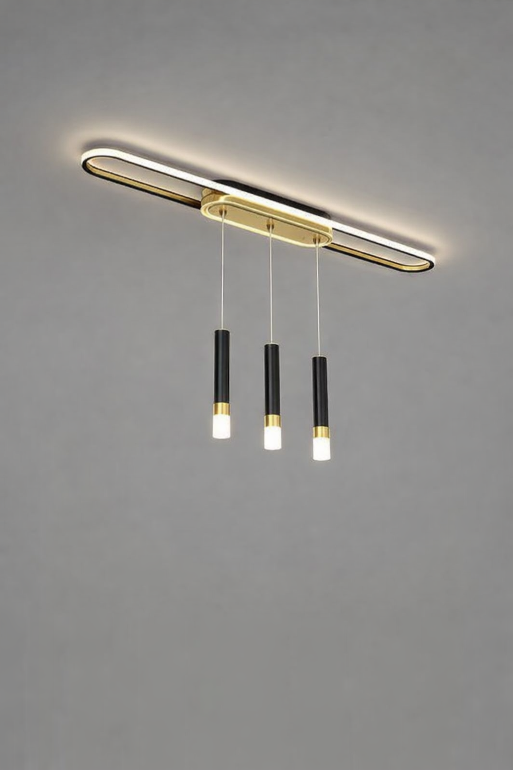 Hdc 3 Lights Modern Acrylic Ceiling Track Light With Adjustable Length Pendant Lamp Black Hanging Light