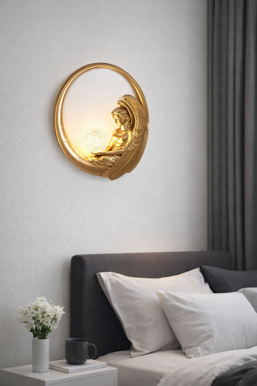 Hdc Creative Angel Led Modern Luxury Corridor European Retro Bedroom Bedside Wall Lamp