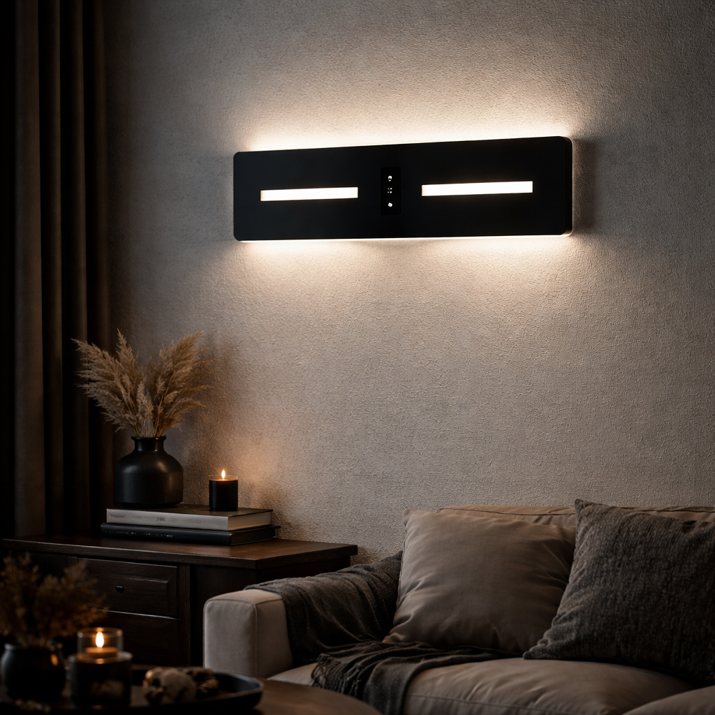 HDC Modern Matte Black Finish Touch Sensor LED Contemporary Indoor Wall Lamp