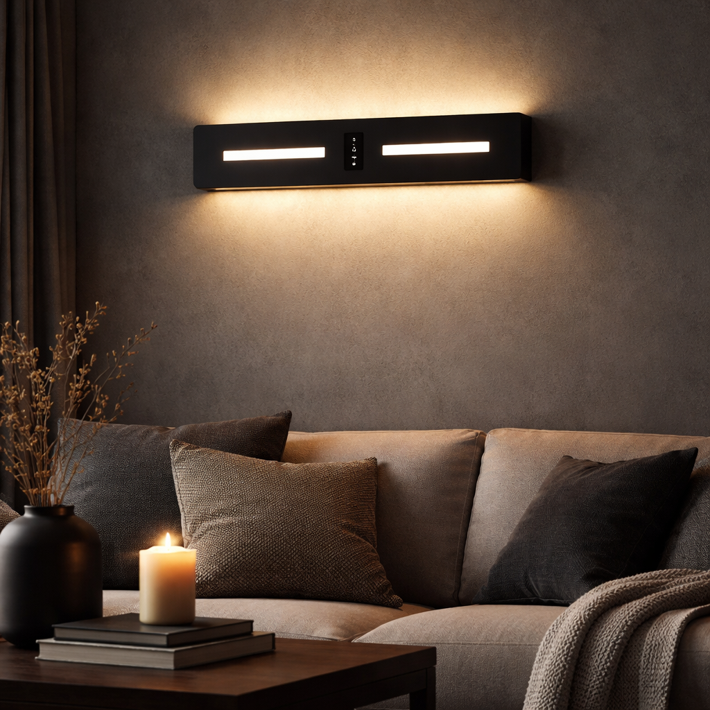 HDC Modern Matte Black Finish Touch Sensor LED Contemporary Indoor Wall Lamp