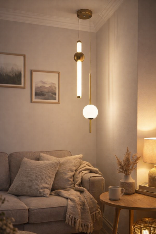 HDC 2 Light Creative White Gold Ceiling Pendant Lamps for Bedside Bedroom Living Room