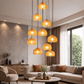 HDC E27 Wooden Pendant Light with Wooden Lampshade and Pumpkin Shape Height Adjustable Middle Size Ceiling Chandelier (Copy)