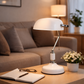 HDC White Finish Antique Design Metal Table Lamp with Adjustable Arm & Dome Shade