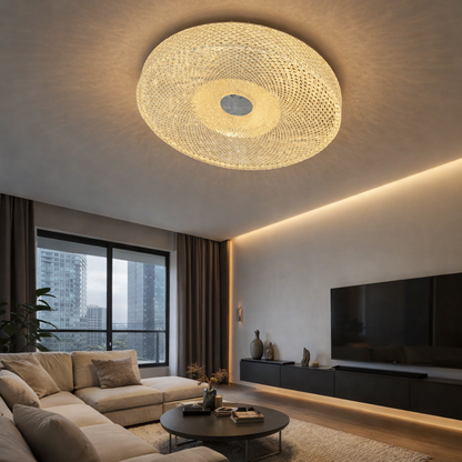 HDC Luxury Crystal LED Flush Mount Ceiling Light Chandelier For Living Room- Tricolour