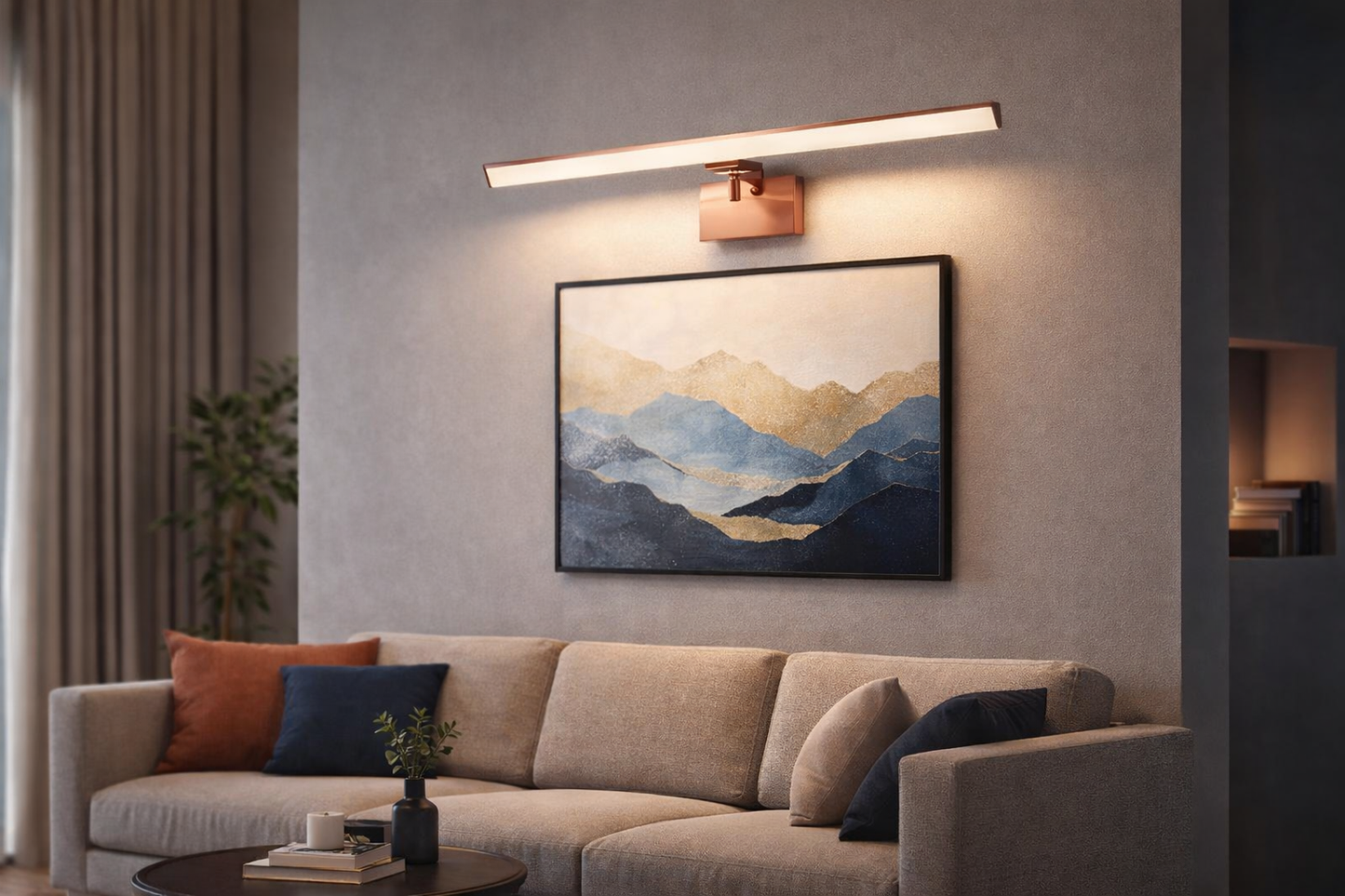 HDC 12W Linear Rose Gold Finish Ultra Slim LED Picture Wall Light – Tricolour