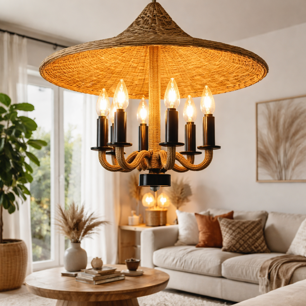 Hdc Designer Wooden Elegant Ceiling Hanging Light Chandelier for Living & Dining Areas
