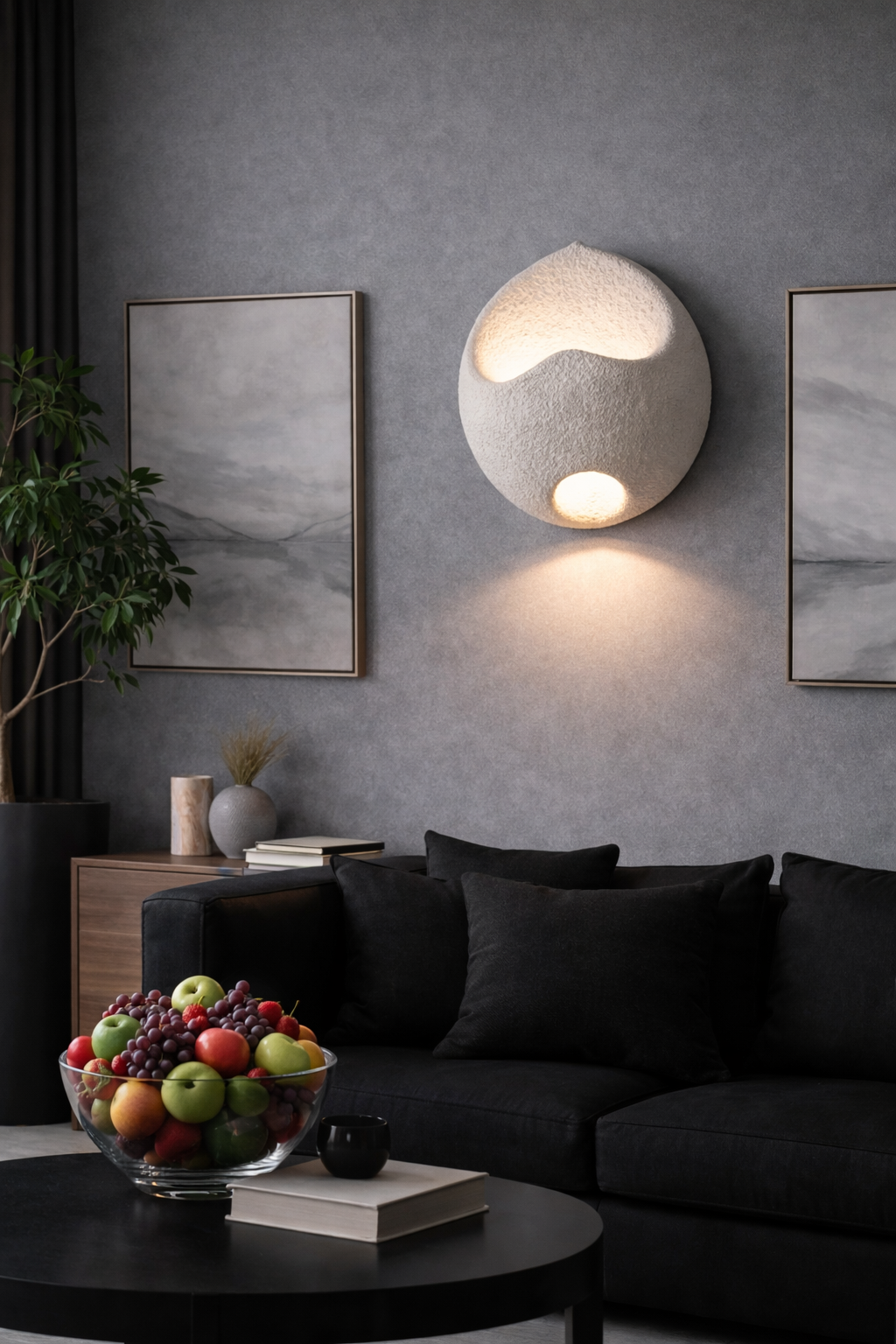 HDC Stone Bowl Abstract Resin LED Wall Light For Living Room