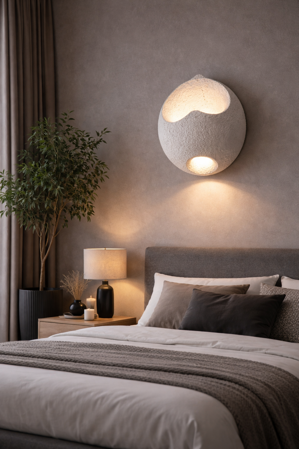 HDC Stone Bowl Abstract Resin LED Wall Light For Living Room