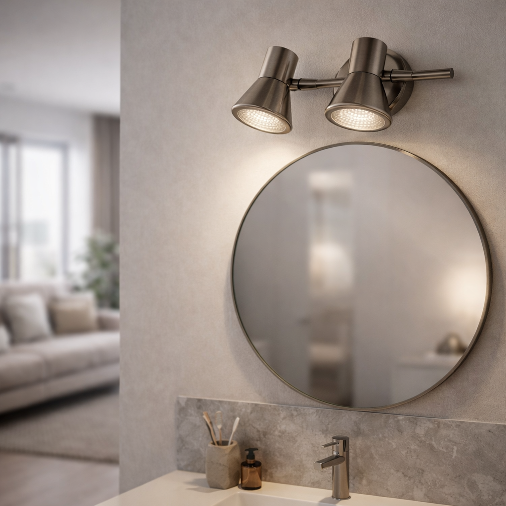 Hilton Douceur Collection Dual Adjustable LED Wall Spotlight in Premium Brushed Metal Finish