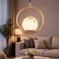 HDC Luxury Circular Frame Marble Finish Globe Pendant Light For Living Room, Bedroom