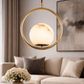 HDC Luxury Circular Frame Marble Finish Globe Pendant Light For Living Room, Bedroom