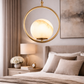 HDC Luxury Circular Frame Marble Finish Globe Pendant Light For Living Room, Bedroom