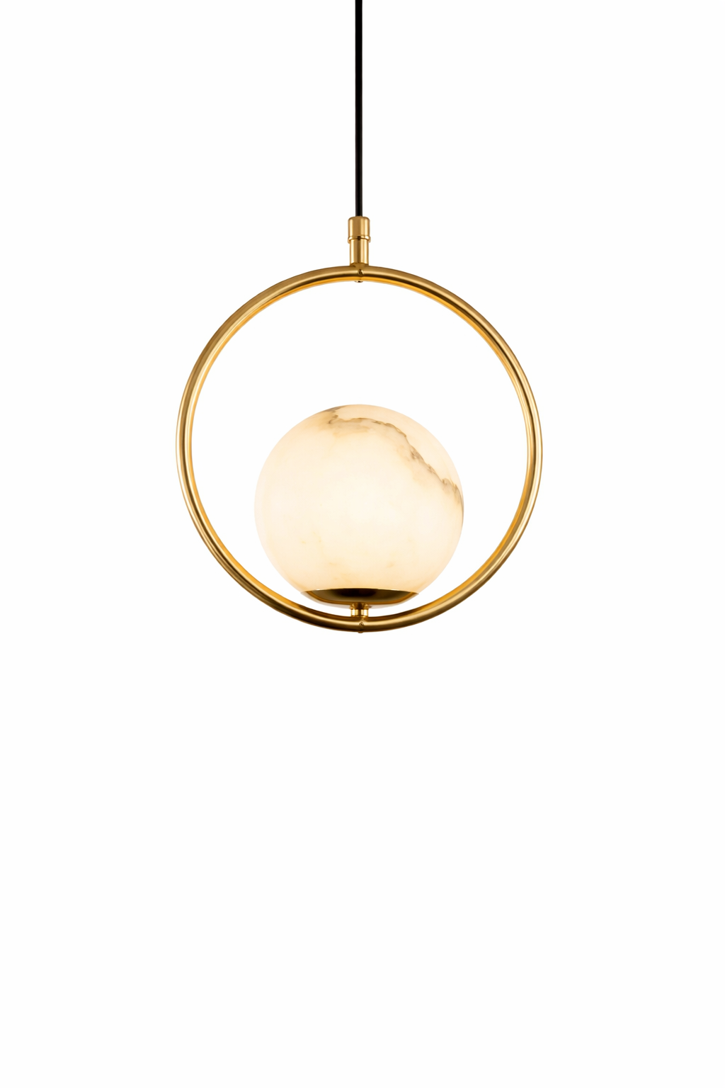 HDC Luxury Circular Frame Marble Finish Globe Pendant Light For Living Room, Bedroom