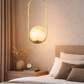 HDC Luxury Oval Frame Marble Finish Globe Pendant Light For Living Room, Bedroom
