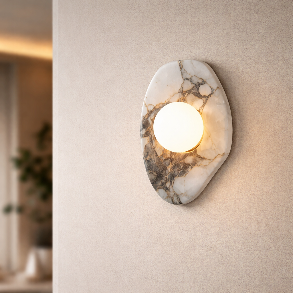 Light Marble Rf8020 HDC Luxury Irregular Marble Stone Wall Light For Living room, Bedroom